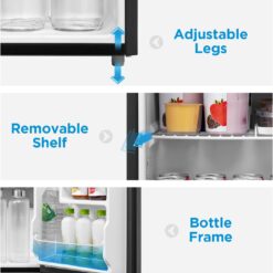 Midea WHS-65LB1 Compact Single Reversible Door Refrigerator, 1.6 Cubic Feet(0.045 Cubic Meter), Black