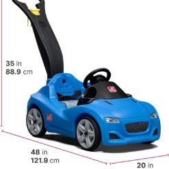 Step2 Whisper Ride Cruiser Kids Push Car, Ride On Toy, Stroller Substitute, Includes Seat Belt & Horn, Made of Durable Plastic, Blue