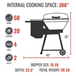Recteq Pellet Grill RT-B380 Bullseye, BBQ, Outdoor, and Electric Pellet Smoker Grill, Electric Smokers