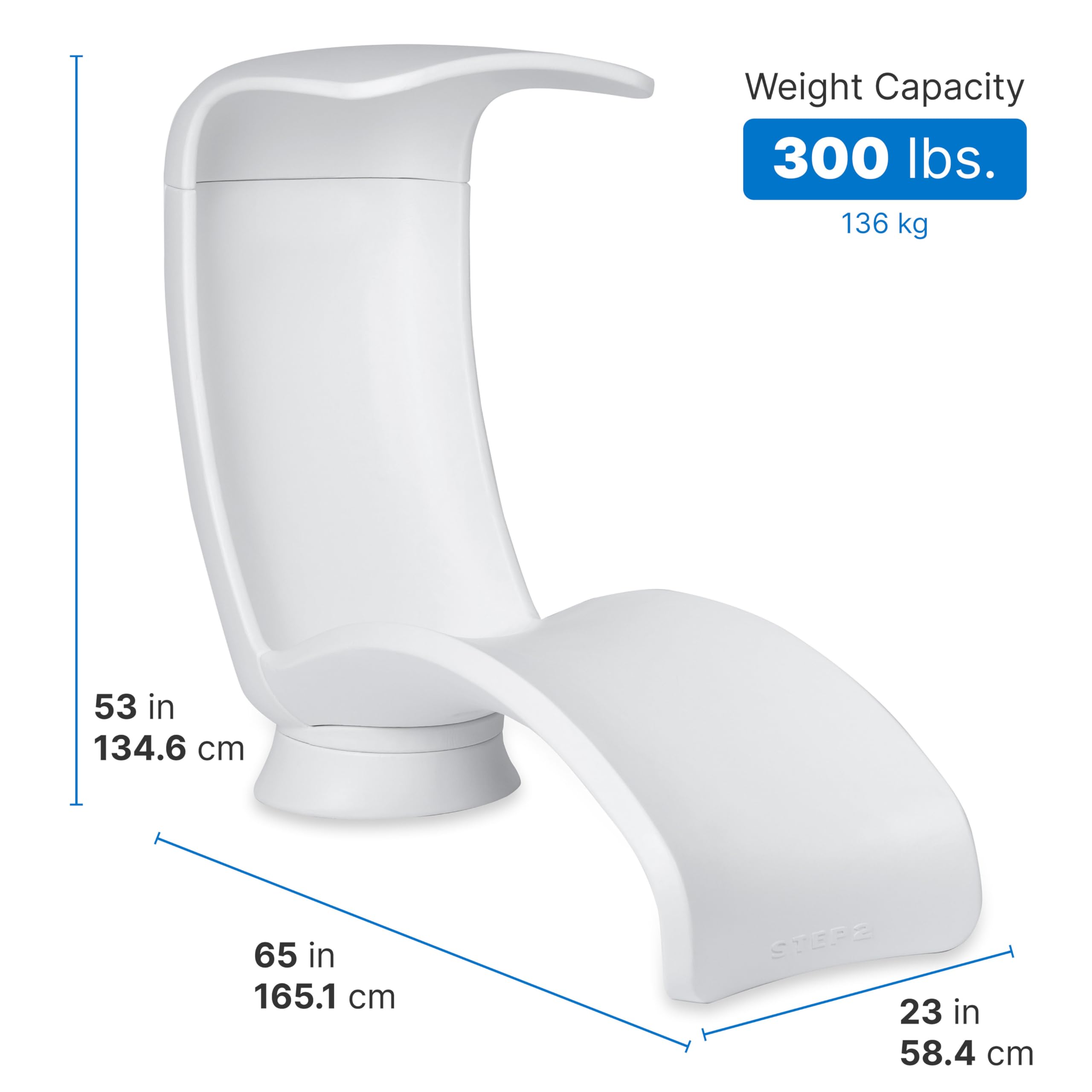 Step2 Mondello Lounger with Shade, Stylish Poolside Lounger, Fade-Resistant, Waterproof Patio Furniture for Sun Shelf, Weighted, White