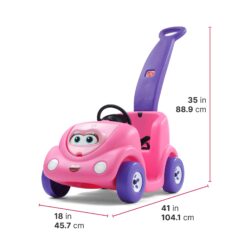 Step2 Push Around Buggy Kids Push Car, Ride On Toy, Stroller Substitute, Includes Seat Belt & Horn, Made of Durable Plastic, Pink
