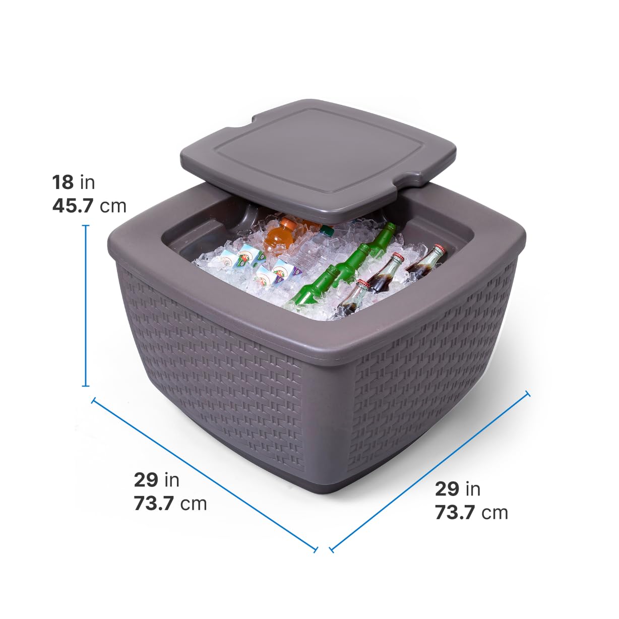 Step2 Just Chillin Patio Table & Ice Bin, Outdoor Waterproof Patio Furniture, Doubles as Cooler, Level Tabletop, Made of Durable Plastic, Gray
