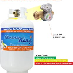 Flame King YSN330 30lb Steel Propane Tank Cylinder with Gauge and OPD Valve for Grills and BBQs, Camping, Fishing, & Outdoor Activities, White