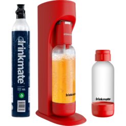 Drinkmate OmniFizz Sparkling Water and Soda Maker, Carbonates Any Drink, Special Bundle (Royal Red)