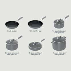 Ninja Pots and Pans Set Non Stick | Comfort Grip 10-Piece Cookware Set with NeverStick, Oven Safe to 400°F, CW69010
