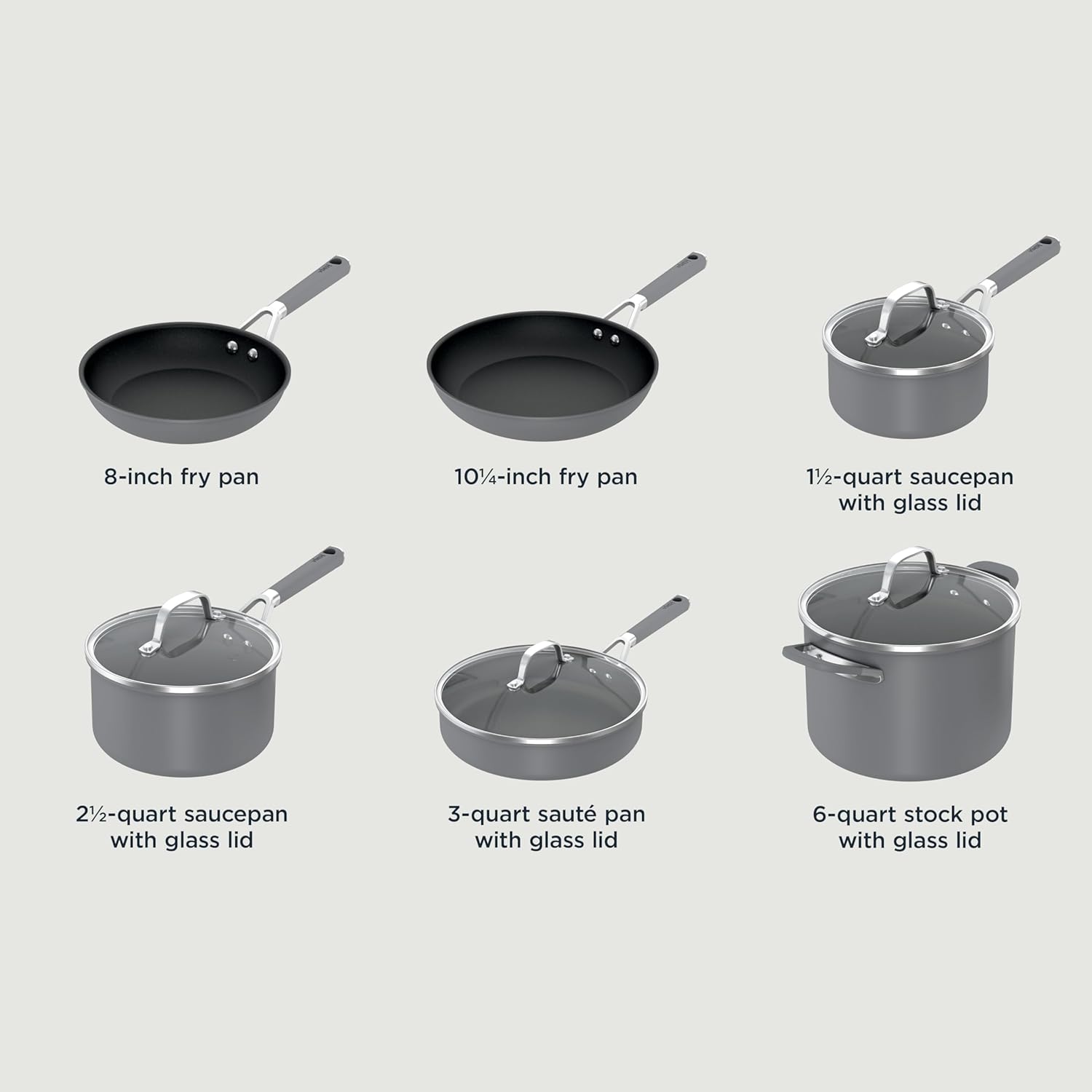 Ninja Pots and Pans Set Non Stick | Comfort Grip 10-Piece Cookware Set with NeverStick, Oven Safe to 400°F, CW69010