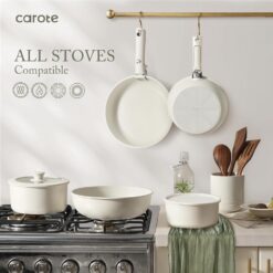 CAROTE Pots and Pans Set Non Stick, 15pcs Cookware Sets, Dishwasher/Oven/Fridge Safe, Kitchen Set, Space Saving Pots Set
