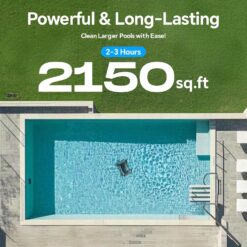 RERIOU Pool Vacuum 150 Mins Running Up to 2000 Sq.ft, Robotic Pool Cleaner, Cordless Robotic Pool Vacuum for Above Ground Pool