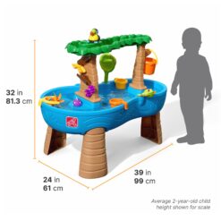 Step2 Tropical Rainforest Water Table, Kids Water and Sand Activity Sensory Playset, Summer Outdoor Toys, Blue & Brown