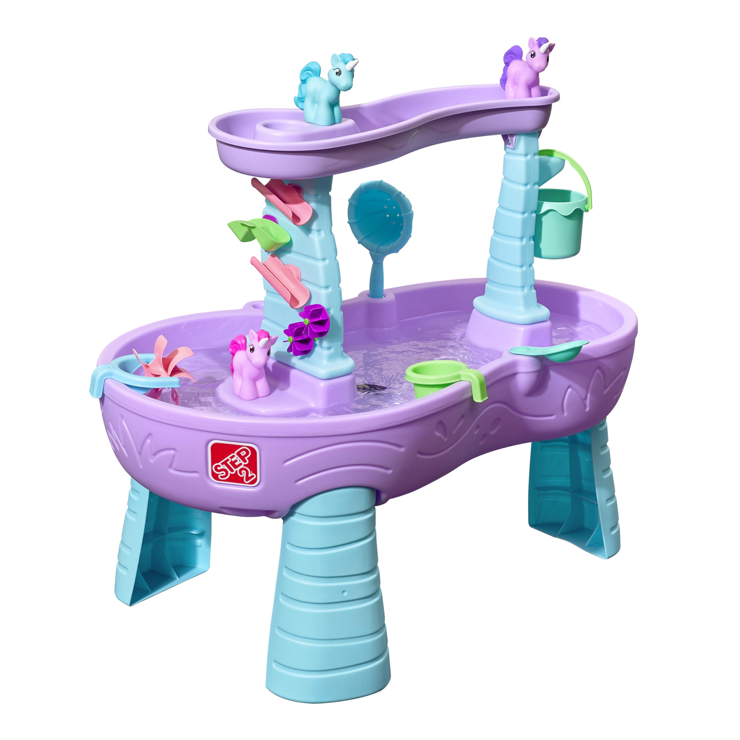 Step2 Rain Showers and Unicorns Water Table, Kids Water and Sand Activity Sensory Playset, Summer Outdoor Toys, Blue & Purple