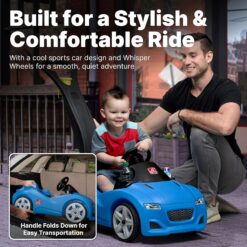 Step2 Whisper Ride Cruiser Kids Push Car, Ride On Toy, Stroller Substitute, Includes Seat Belt & Horn, Made of Durable Plastic, Blue