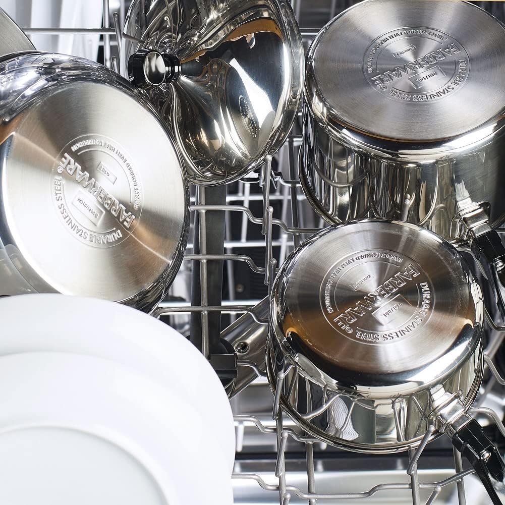 Farberware Classic Stainless Steel Cookware Pots and Pans Set, 15-Piece, 50049, Silver