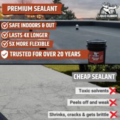 Liquid Rubber Waterproof Sealant - Waterproof Leak Repair Coating, Multi-Surface Rubber Paint - 5 Gallon Sealer