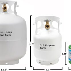 FLAME KING YSN5LB 5 Pound Propane Tank Cylinder, Great For Portable Grills, Fire Pits, Heaters And Overlanding, White