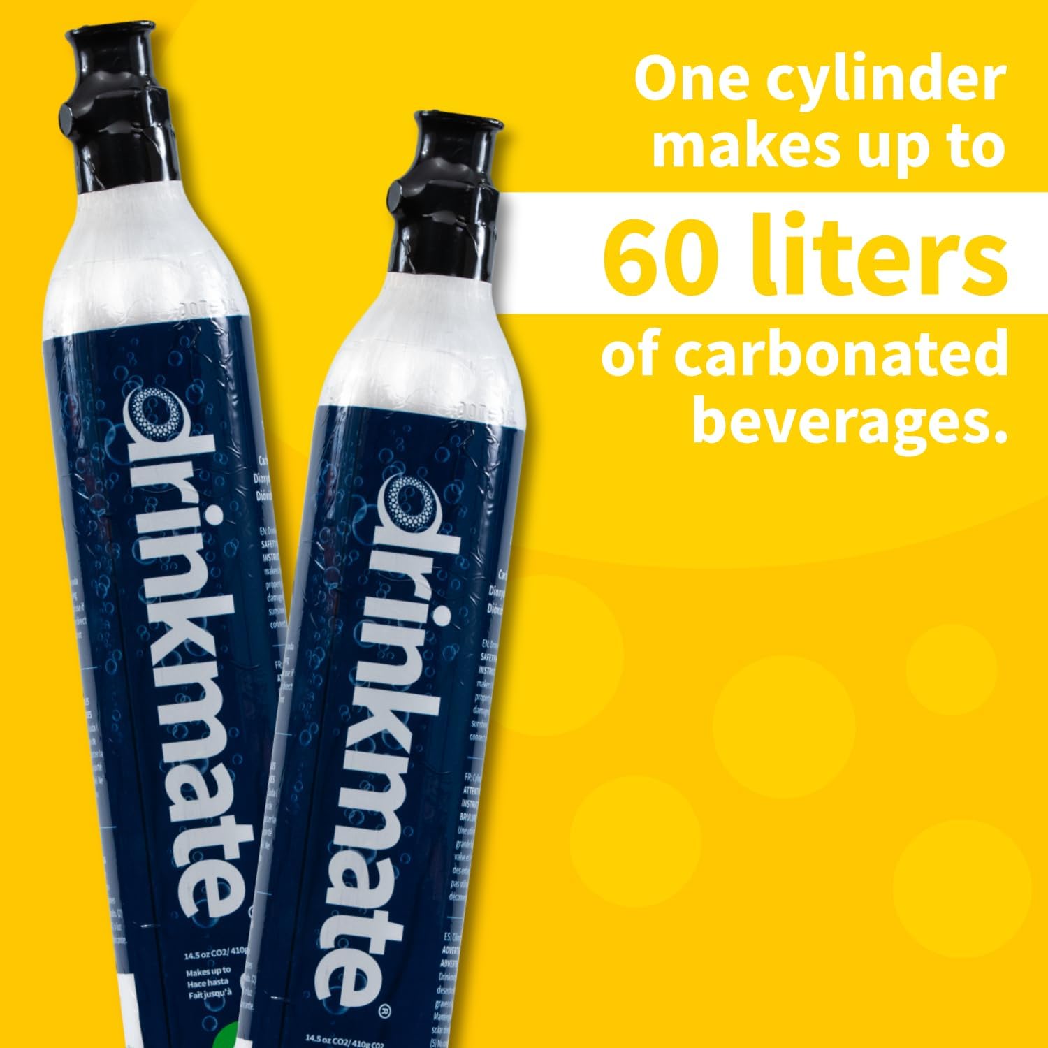 Drinkmate Threaded 60L CO2 Exchange Carbonation Cylinders, Compatible w/SodaStream (Screw-In), Aarke, 14.5 Oz (Set of 2)