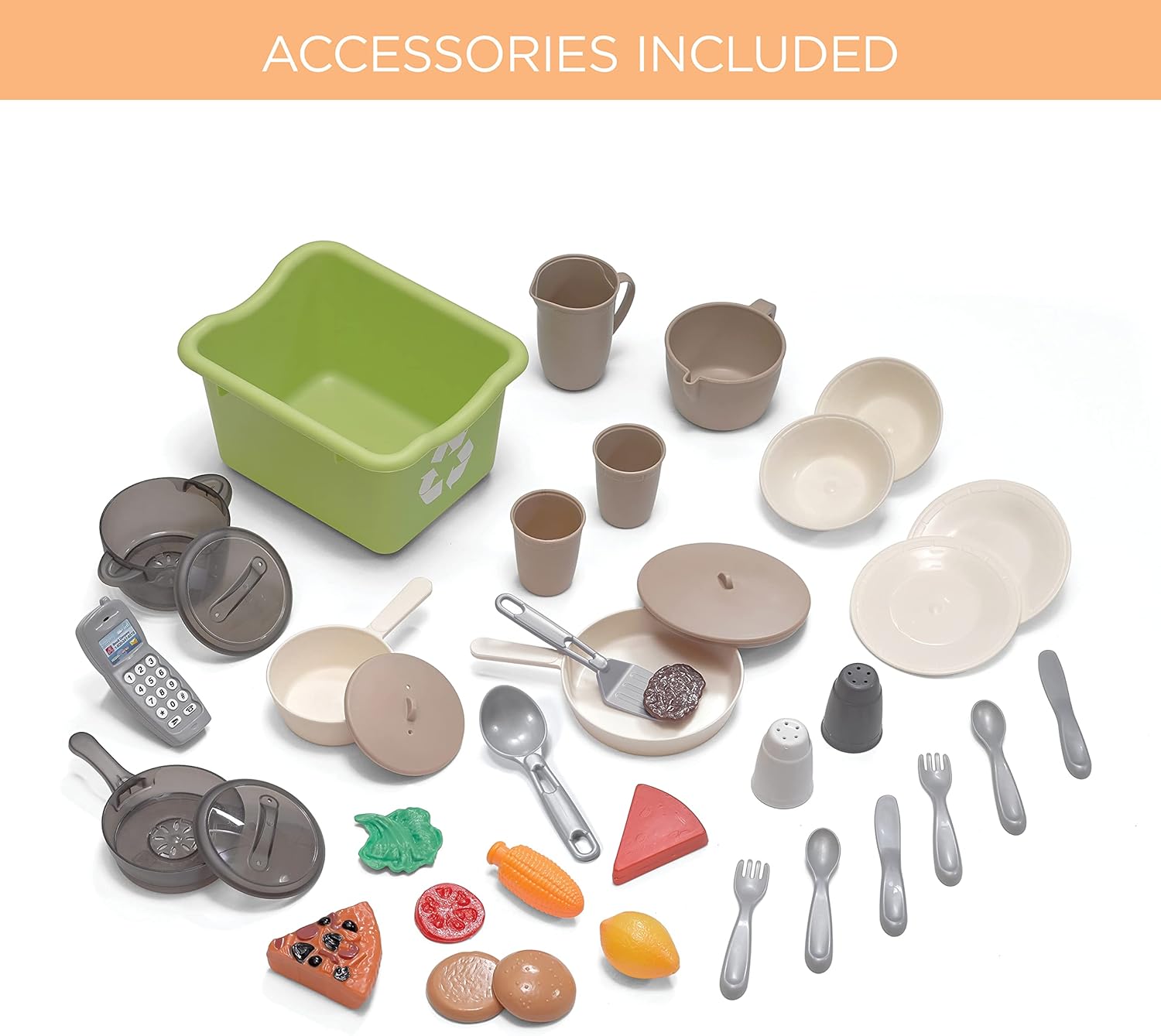 Step2 Lifestyle Dream Kids Kitchen Playset, Indoor/Outdoor Kitchenette, Interactive Play with Lights and Sounds, Gray