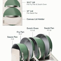Caraway Nonstick Ceramic Cookware Set (12 Piece) Pots, Pans, Lids and Kitchen Storage - Non Toxic - Sage