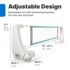 Step2 Vero Pool Volleyball Net, Outdoor/Indoor Waterproof Patio Furniture, Made of Durable Plastic, 15-25 Feet, White