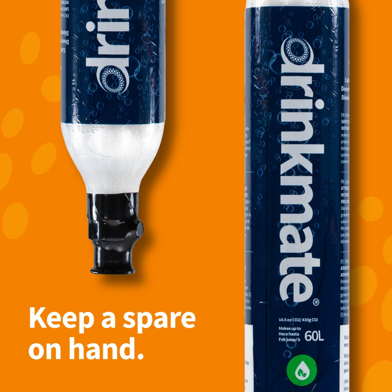 Drinkmate Threaded 60L CO2 Exchange Carbonation Cylinders, Compatible w/SodaStream (Screw-In), Aarke, 14.5 Oz (Set of 2)