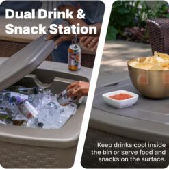 Step2 Just Chillin Patio Table & Ice Bin, Outdoor Waterproof Patio Furniture, Doubles as Cooler, Level Tabletop, Made of Durable Plastic, Gray