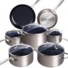 Nuwave Healthy Duralon Blue Ceramic Nonstick Cookware Set, Diamond Infused Scratch-Resistant, PFAS Free, Dishwasher & Oven Safe