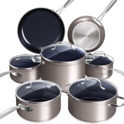 Nuwave Healthy Duralon Blue Ceramic Nonstick Cookware Set, Diamond Infused Scratch-Resistant, PFAS Free, Dishwasher & Oven Safe