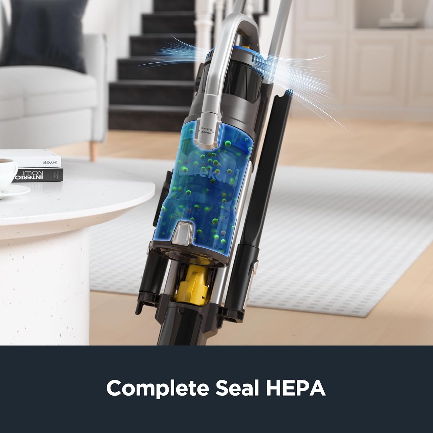 Eureka Pet Upright Vacuum Cleaner for Carpet and Hard Floor, Powerful Bagless Vacuum Cleaner for Home with HEPA Filter and Pet Tool, Blue