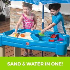 Step2 Cascading Cove Sand and Water Table, Kids Activity Sensory Playset, Comes with Umbrella, Summer Outdoor Toys