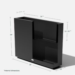 Veradek Block Series Span Plastic Planter - Tall Rectangular Planter for Indoor or Outdoor Patio/Porch, Black, Medium - 2 Pack