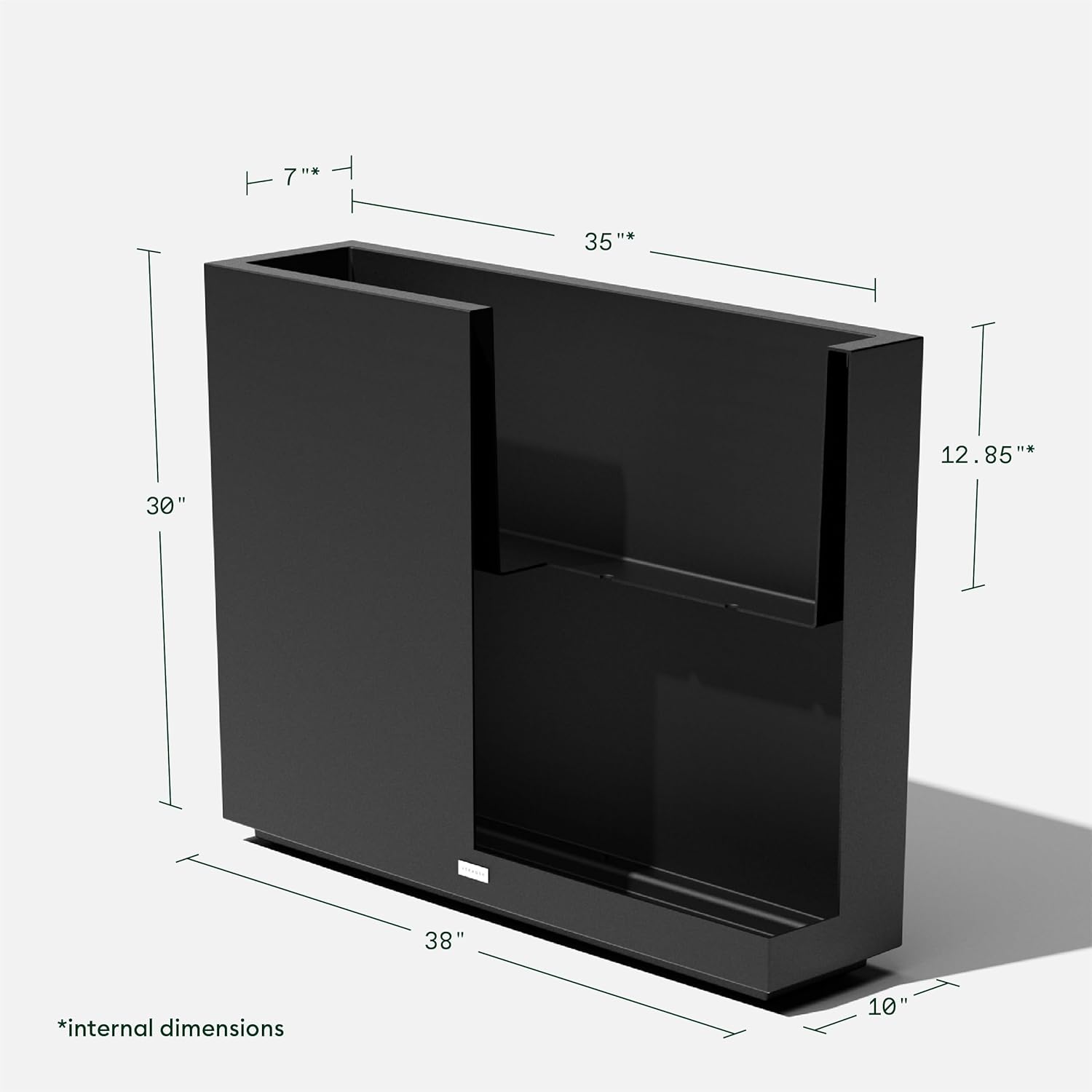 Veradek Block Series Span Plastic Planter - Tall Rectangular Planter for Indoor or Outdoor Patio/Porch, Black, Medium - 2 Pack