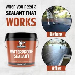 Liquid Rubber Waterproof Sealant, DIY Leak Repair Coating for Flat, Metal & Low Slope Roofs, Foundations, Gutters & More, Black - 5 Gallon