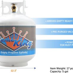Flame King YSN201b 20 Pound Steel Propane Tank Cylinder with Type 1 Overflow Protection Device Valve for Grills and BBQs, White