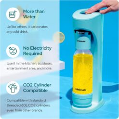 Drinkmate OmniFizz Sparkling Water and Soda Maker, Carbonates Any Drink, Special Bundle (Arctic Blue)