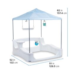 Step2 Vero Kid Cabana, Shaded Poolside Retreat with Water Play and Snack Station, Fade-Resistant, Waterproof, Easy Assembly, White