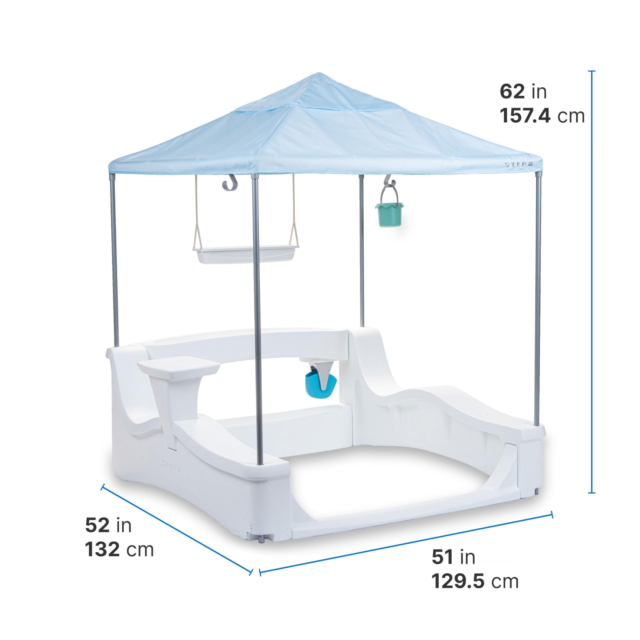 Step2 Vero Kid Cabana, Shaded Poolside Retreat with Water Play and Snack Station, Fade-Resistant, Waterproof, Easy Assembly, White