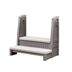 Step2 Hot Tub Storage Steps with Handrails, 2-Step Stool, Waterproof Stairs for Outdoor/Indoor Pool or Jacuzzi, Dark Cedar