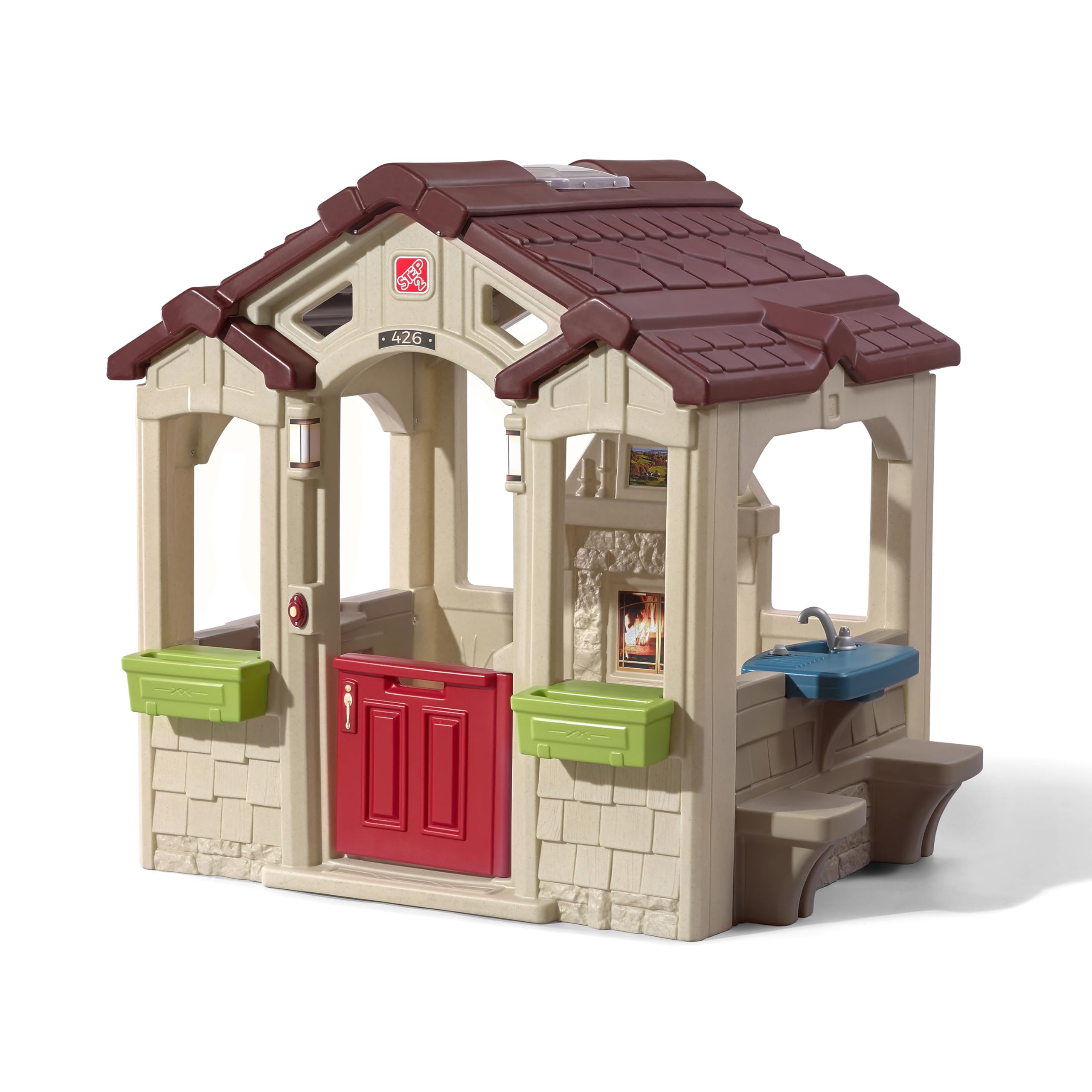 Step2 Charming Cottage Kids Playhouse, Indoor/Outdoor Playset, Interactive Play with Sounds, For Toddlers 2+ Years Old