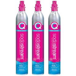 SodaStream CO2 Gas Carbonation Bundle, 3x 60L QuickConnect Cylinders, Pink CQC System - Never run out of CO2 Again
