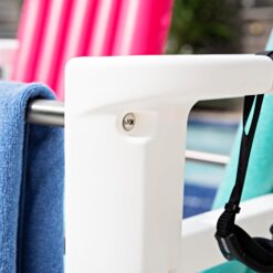 Step2 Vero Poolside Organizer, Outdoor/Indoor Waterproof Patio Furniture, Pool & Toy Storage, Made of Durable Plastic, White