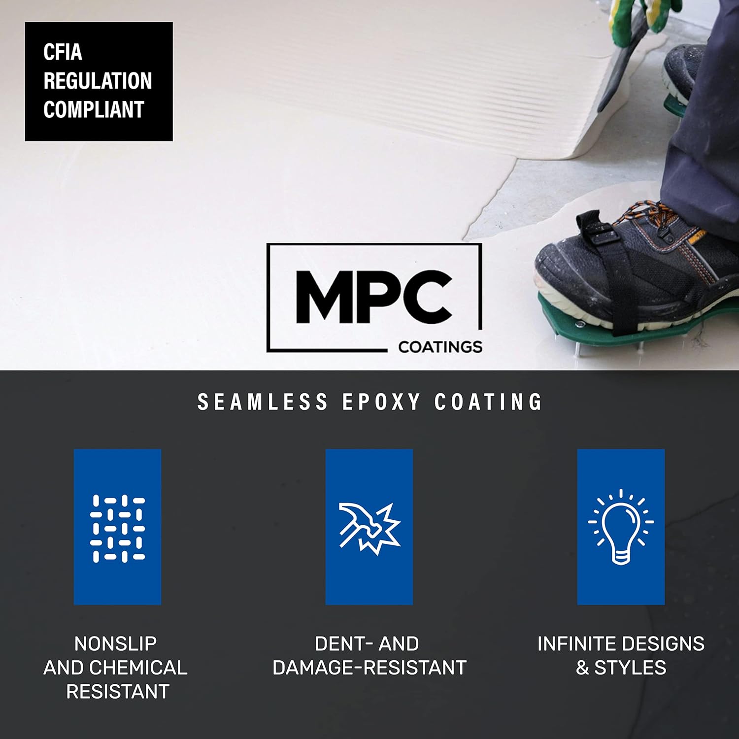 Master Protective Coatings Black Epoxy Resin Coating for Floors & Counter Tops, Self Leveling - 3 Gallon Kit, PRETINT BLACK
