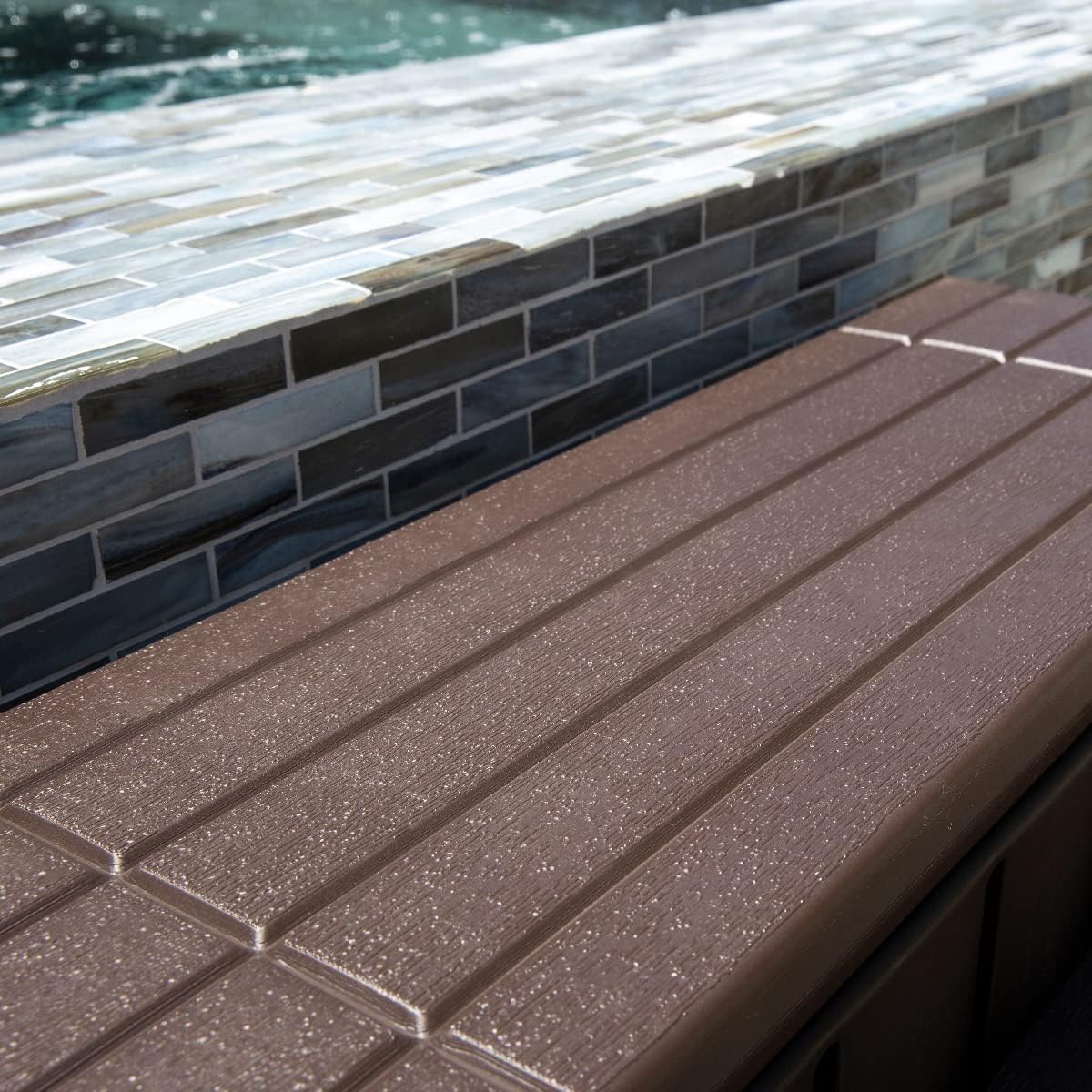 XtremepowerUS Universal 2 Slip-Resistant Spa & Hot Tub Step Outdoor Indoor Compartment Spa Step with Storage, Brown/Black