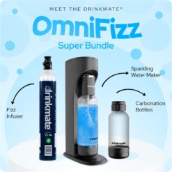 Drinkmate OmniFizz Sparkling Water and Soda Maker, Carbonates Any Drink, Special Bundle (Matte Black)