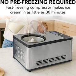Whynter Ice Cream Maker Machine Automatic 2.1 Qt. with Built-In Compressor, ICM-200LS, Stainless Steel