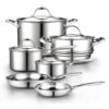 Cooks Standard Stainless Steel Kitchen Cookware Sets 10-Piece, Multi-Ply Full Clad Pots and Pans Cooking Set, Silver