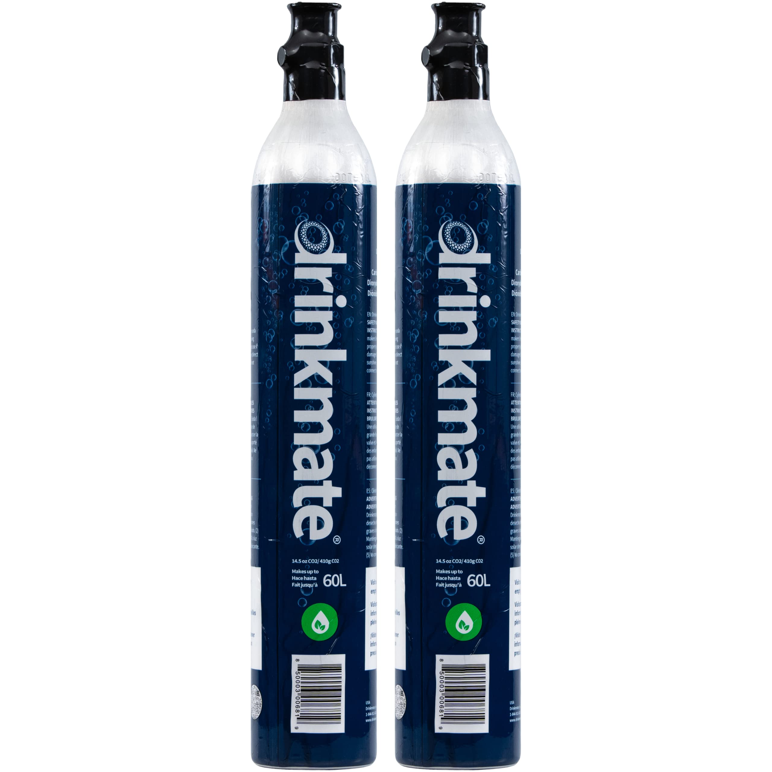 Drinkmate Threaded 60L CO2 Exchange Carbonation Cylinders, Compatible w/SodaStream (Screw-In), Aarke, 14.5 Oz (Set of 2)