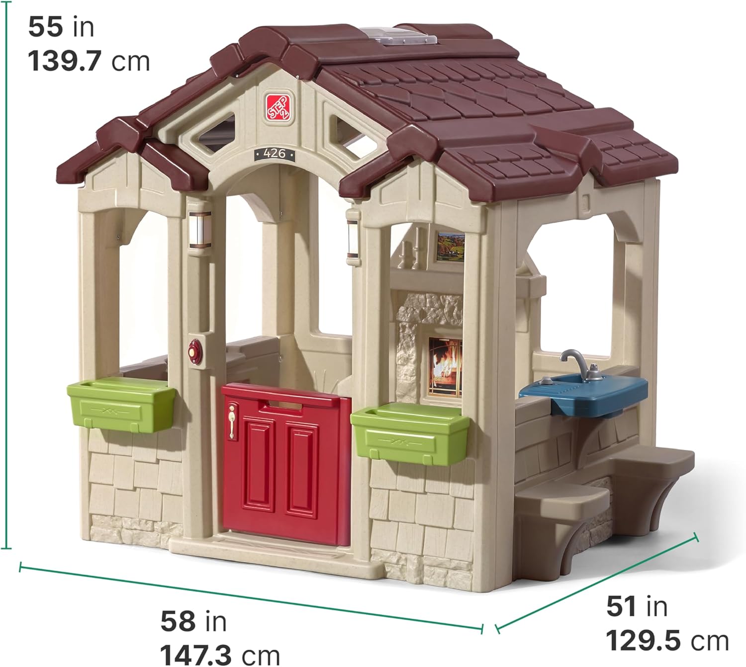 Step2 Charming Cottage Kids Playhouse, Indoor/Outdoor Playset, Interactive Play with Sounds, For Toddlers 2+ Years Old