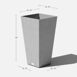 Veradek V-Resin Indoor/Outdoor Taper Planter (Gray, 30 inch - 2 Pack with 2 Saucer Trays)
