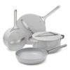 Caraway Nonstick Ceramic Cookware Set (12 Piece) Pots, Pans, Lids and Kitchen Storage - Gray