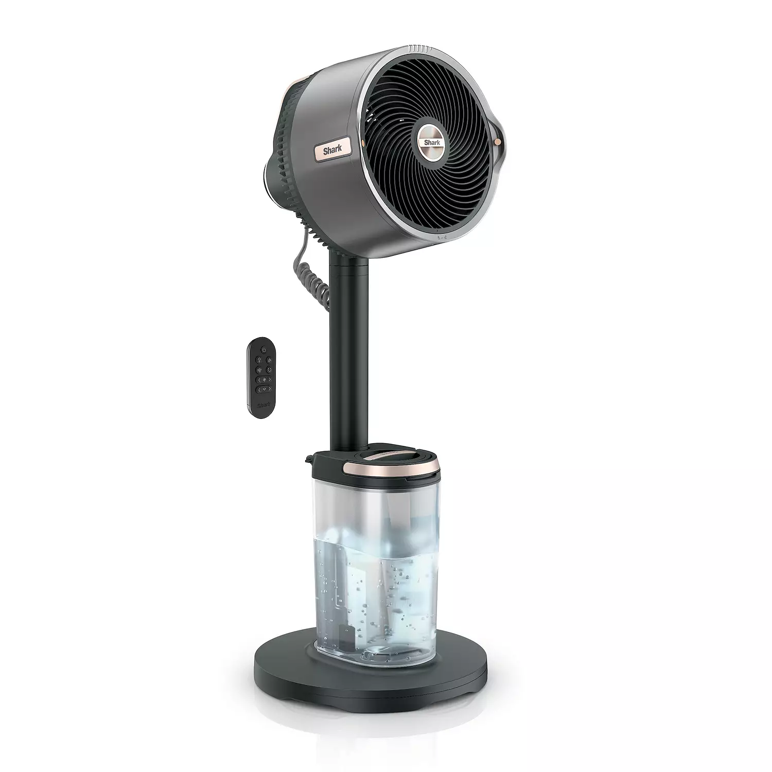 Shark FlexBreeze Pro Mist Fan — Indoor & Outdoor, Integrated Misting, Pedestal to Tabletop, Corded or Cordless, Up to 24-Hr Battery, Oscillating, Charcoal Grey, FA302