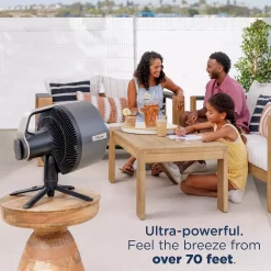 Shark FlexBreeze Pro Mist Fan — Indoor & Outdoor, Integrated Misting, Pedestal to Tabletop, Corded or Cordless, Up to 24-Hr Battery, Oscillating, Charcoal Grey, FA302